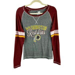 NFL Washington Redskins Commanders Shirt Women Small Gray Red Football Distress
